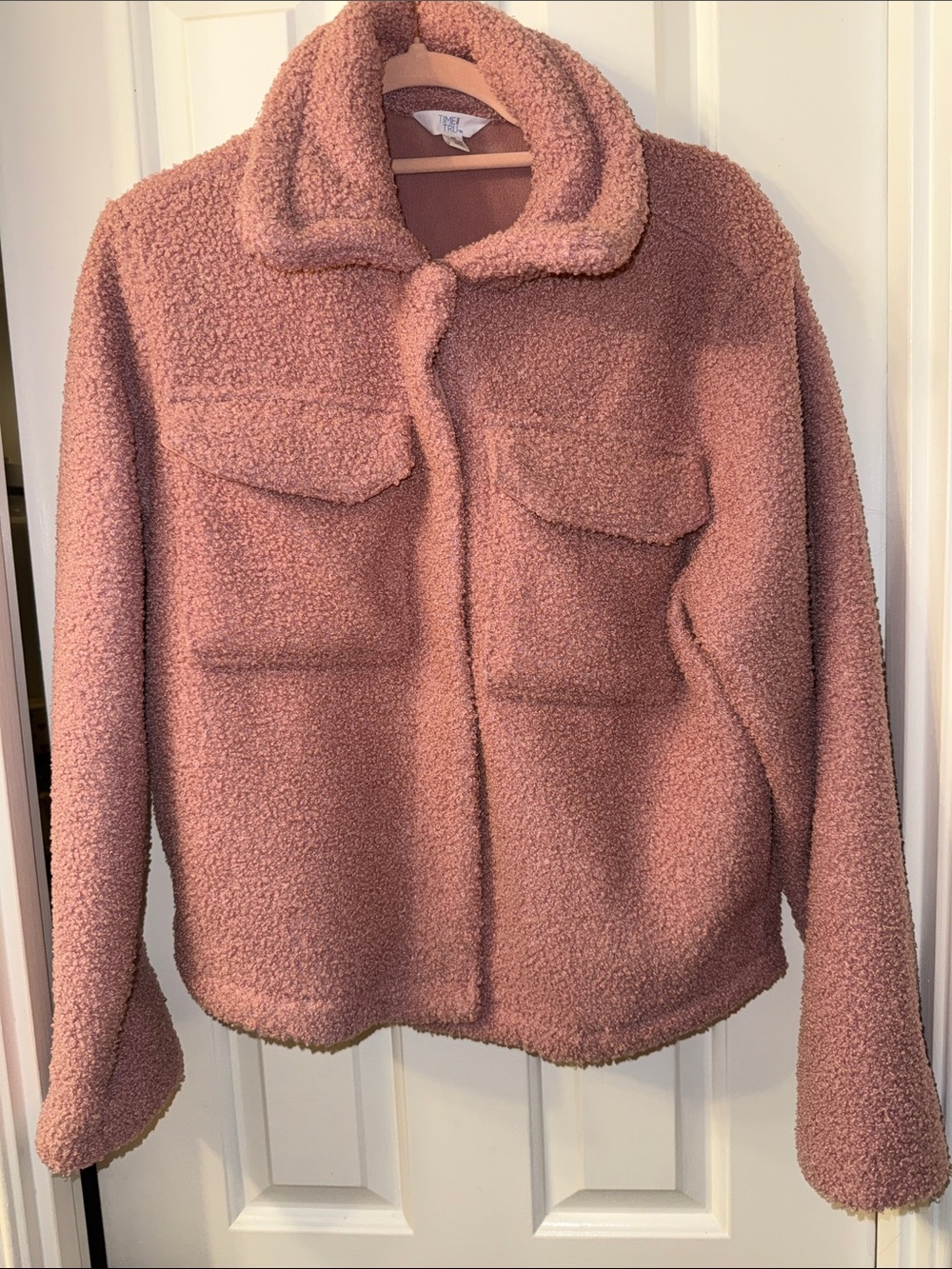 Time and Tru Teddy Jacket in Dusty Rose